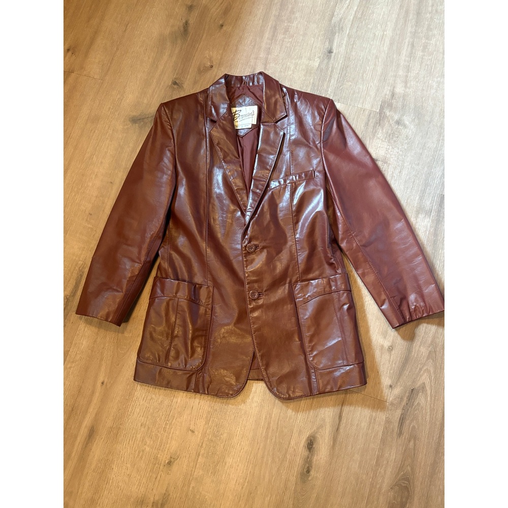 Berman's Leather Blazer 38 Small Brown Vintage 70s Retro Hippie Dark Academia